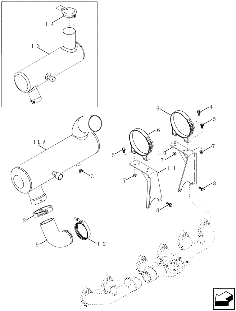 Схема запчастей Case IH 2588 - (10.254.06) - EXHAUST SYSTEM - MUFFLER (10) - ENGINE