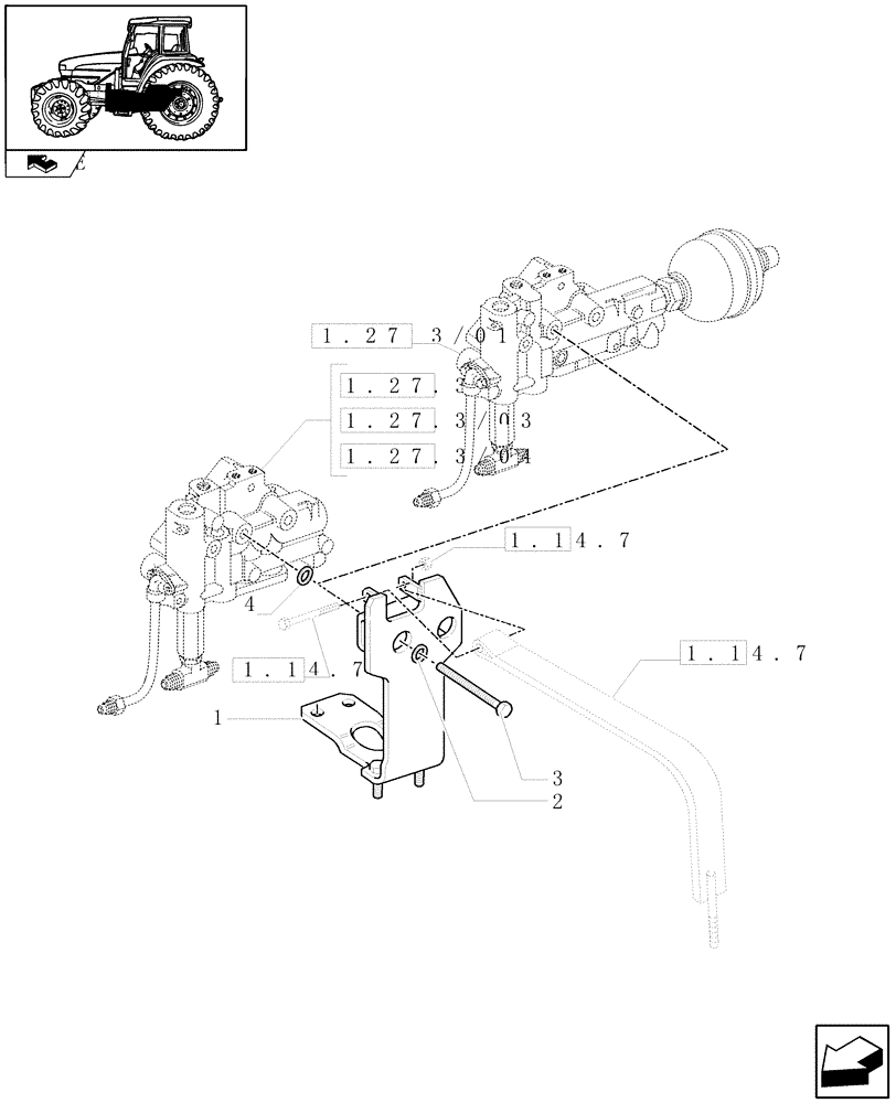 Схема запчастей Case IH FARMALL 85U - (1.14.7/01) - POWER SHUTTLE TRANSMISSION - FUEL TANK SUPPORT (VAR.330114-332114-330279-332279-330299-331299-332299-333299) (02) - ENGINE EQUIPMENT