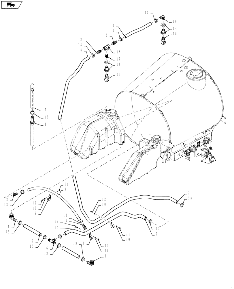 Схема запчастей Case IH 3330 - (75.120.11[01]) - RINSE TANK, PLUMBING, BSN YCT033001 (75) - SOIL PREPARATION