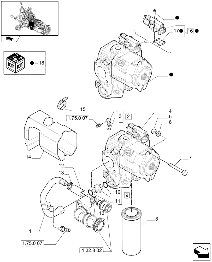 Схема запчастей Case IH PUMA 195 - (1.32.8[04]) - HYDRAULIC PUMP - CHARGE PUMP - C6475 (03) - TRANSMISSION