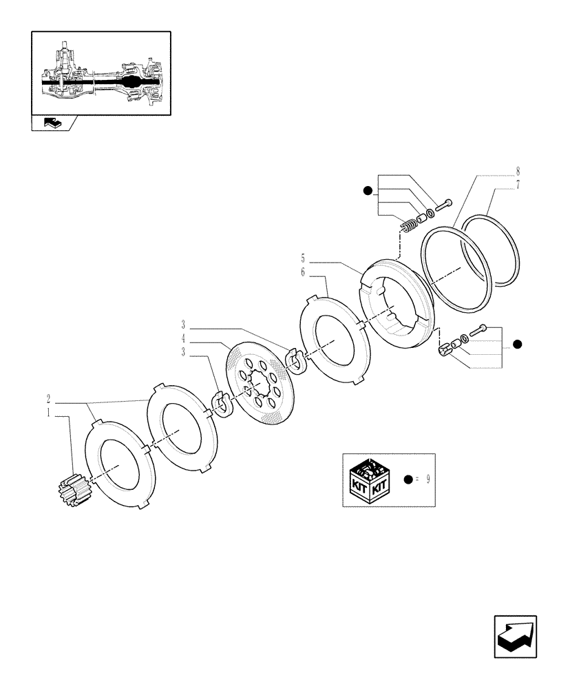 Схема запчастей Case IH FARMALL 75N - (1.40.3/10[03]) - STD FRONT AXLE W/ELECTROHYDR. DIFF. LOCK, W/FRONT BRAKES (40 KM/H) - BRAKE DISCS (VAR.336329) (04) - FRONT AXLE & STEERING