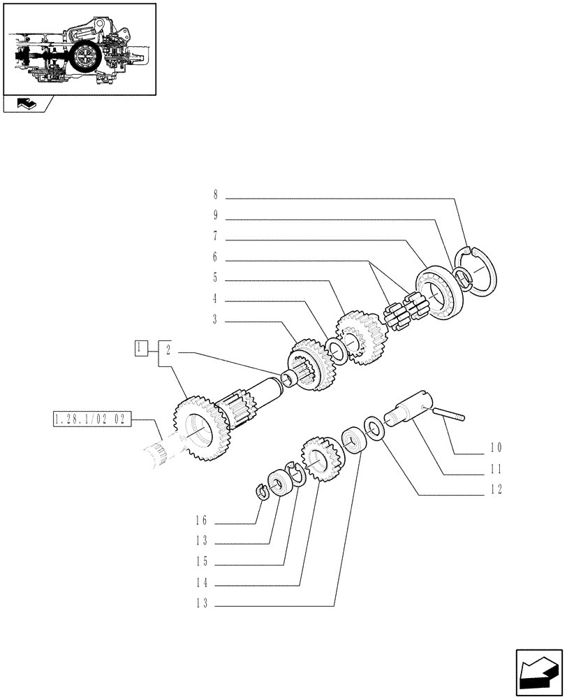 Схема запчастей Case IH FARMALL 60 - (1.32.1/01[02]) - 12X4 (30KM/H) SYNCHROMESH TRANSMISSION - DRIVE SHAFT AND GEARINGS (VAR.335116) (03) - TRANSMISSION