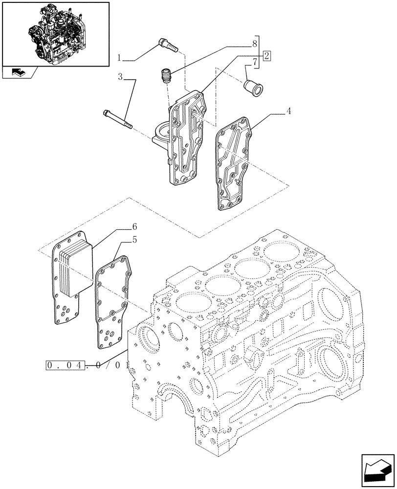 Схема запчастей Case IH FARMALL 95N - (0.31.5) - HEAT EXCHANGER - ENGINE (01) - ENGINE