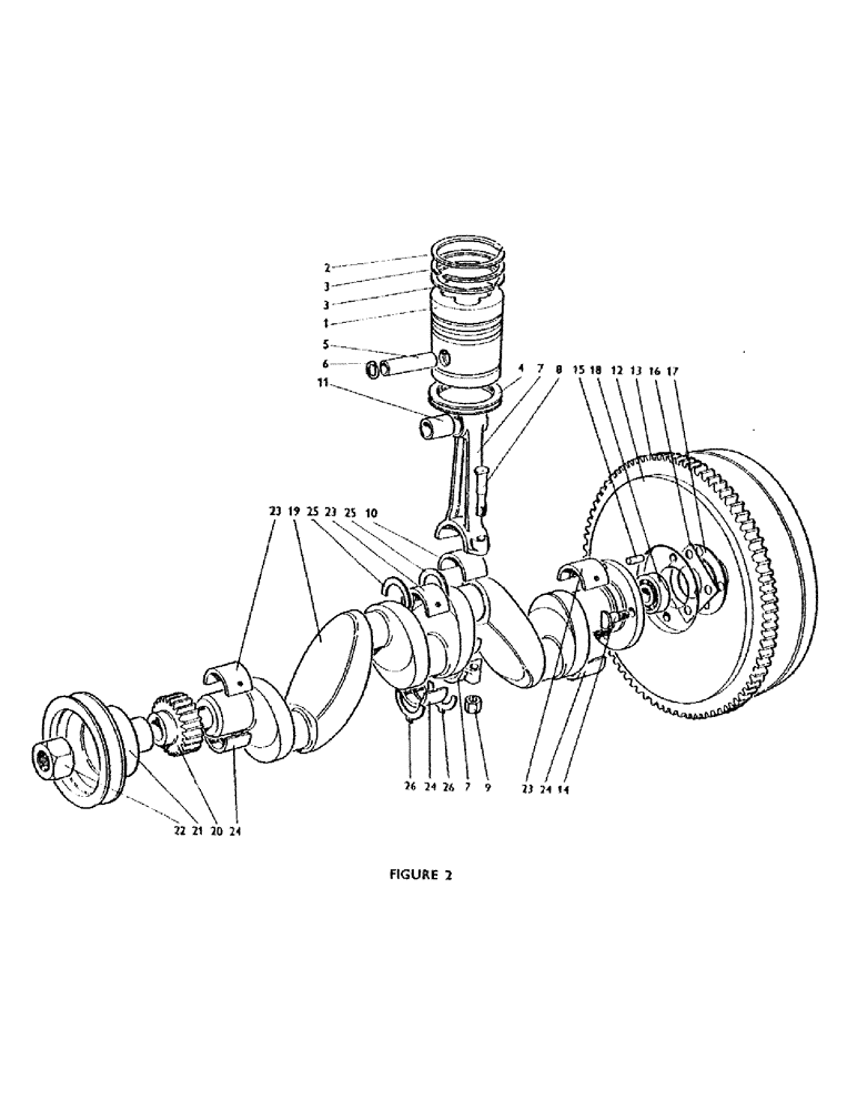 Схема запчастей Case IH AD4/47 - (04S) - PISTONS, CONNECTING RODS, FLYWHEEL AND CRANKSHAFT, AD4/47 