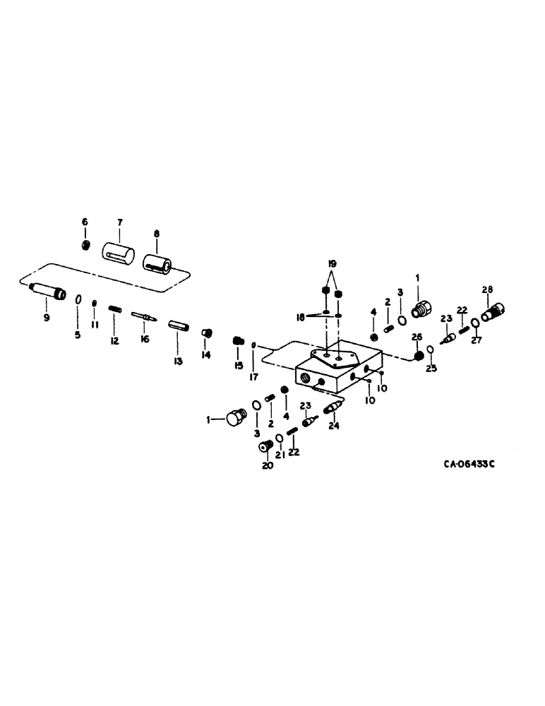 Схема запчастей Case IH 1420 - (10-38) - HYDRAULICS, DOUBLE PILOTED VALVE, UNLOADER SWING (07) - HYDRAULICS