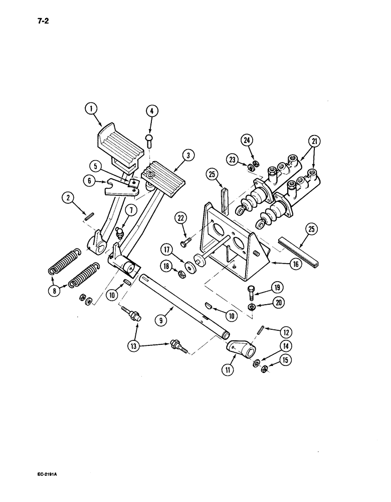 Схема запчастей Case IH 895 - (7-02) - BRAKE PEDALS, TRACTOR WITHOUT CAB (07) - BRAKES