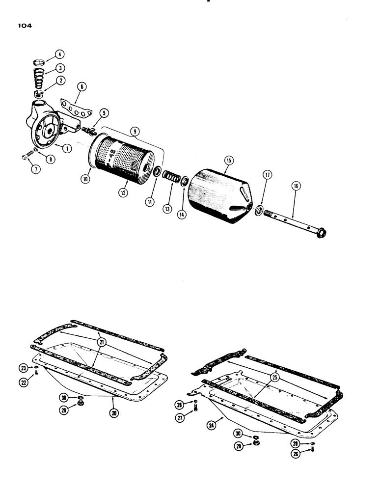 Схема запчастей Case IH 830-SERIES - (104) - OIL FILTER, OIL PAN, 251 AND 284 SPARK IGNITION ENGINES (02) - ENGINE