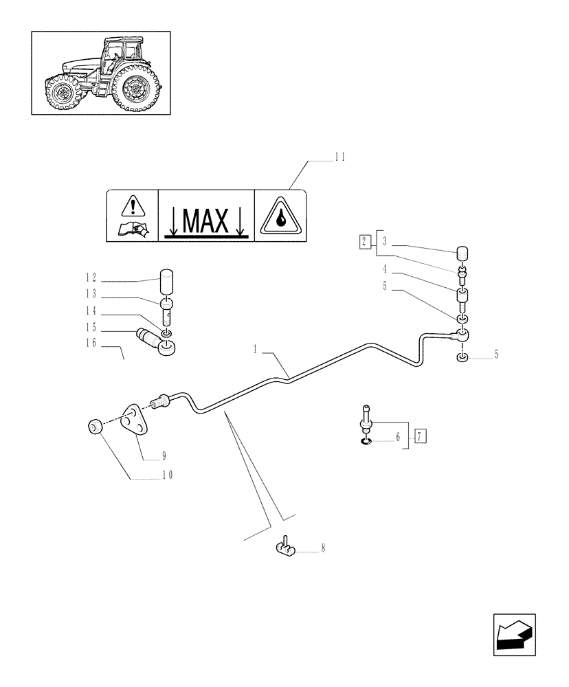 Схема запчастей Case IH MXM120 - (1.68.5/01[01]) - (VAR.452) 4WD FRONT AXLE WITH BRAKES FOR TERRALOCK - BRAKE PIPES (05) - REAR AXLE