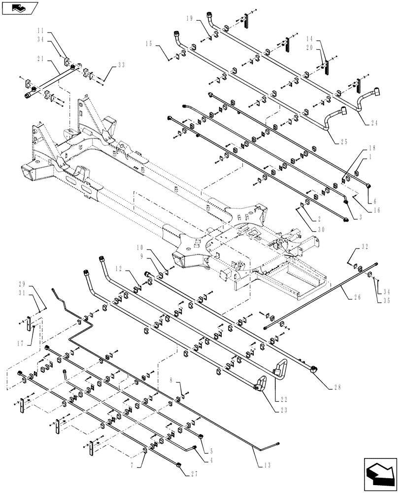 Схема запчастей Case IH 4430 - (35.900.09) - HYDRAULIC STEEL LINE MOUNTING (35) - HYDRAULIC SYSTEMS