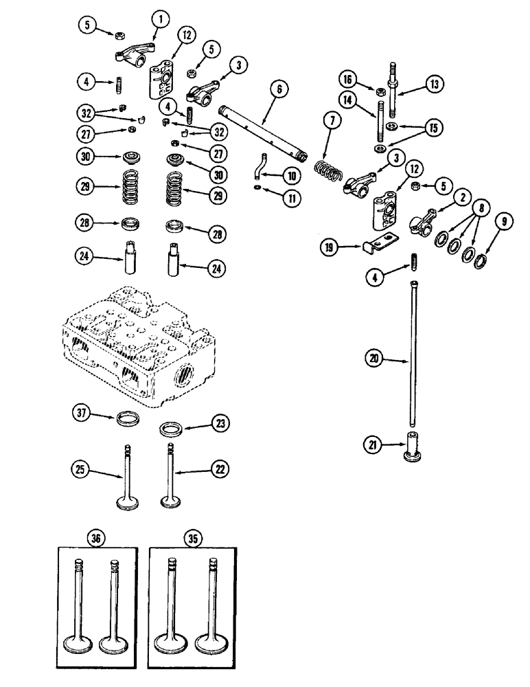 Схема запчастей Case IH 3294 - (2-030) - VALVE MECHANISM, 504BDT DIESEL ENGINE (02) - ENGINE