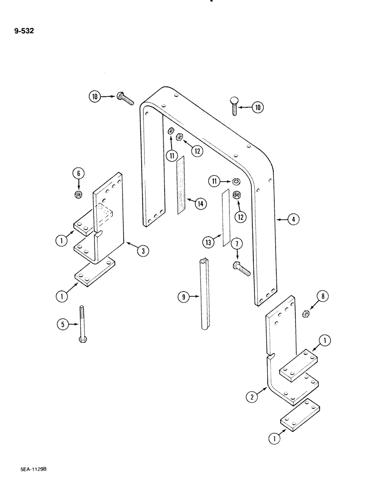 Схема запчастей Case IH 885 - (9-532) - ROLL OVER PROTECTION FRAME, TWO POST (09) - CHASSIS/ATTACHMENTS