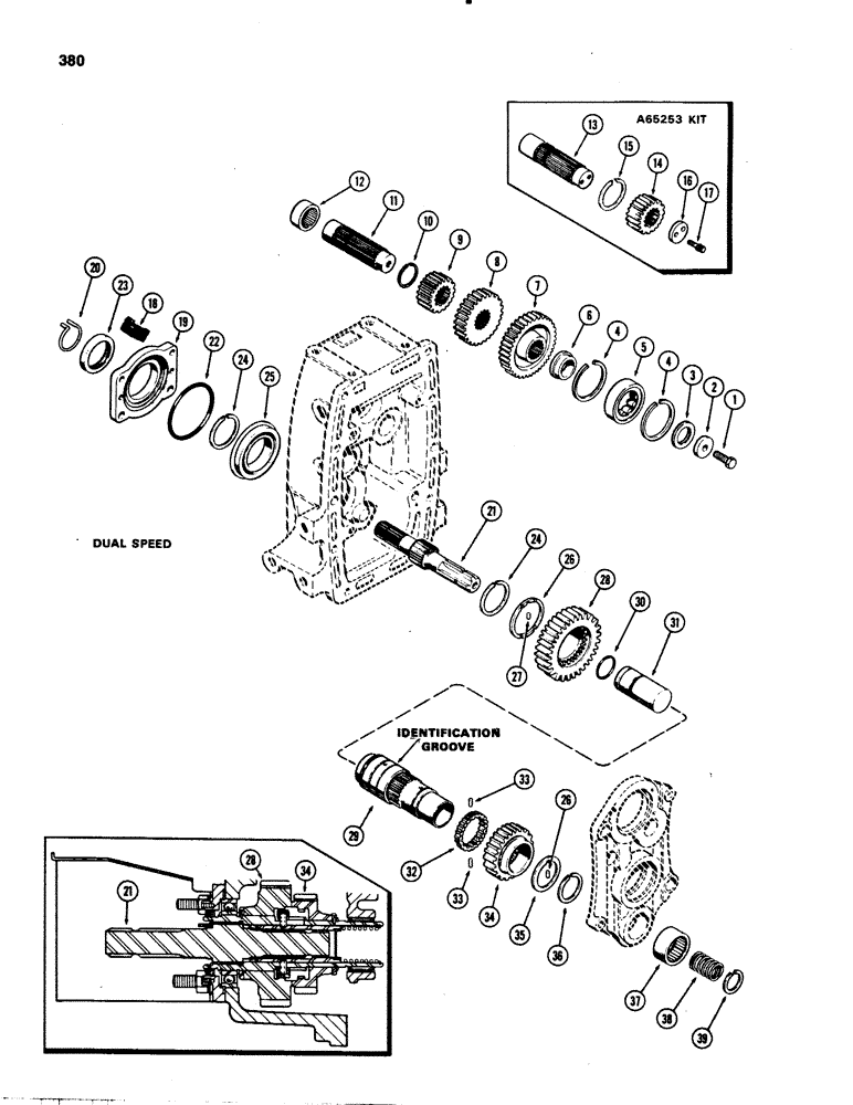 Схема запчастей Case IH 1070 - (0380) - PTO OUTPUT AND IDLER SHAFTS, DUAL SPEED (06) - POWER TRAIN