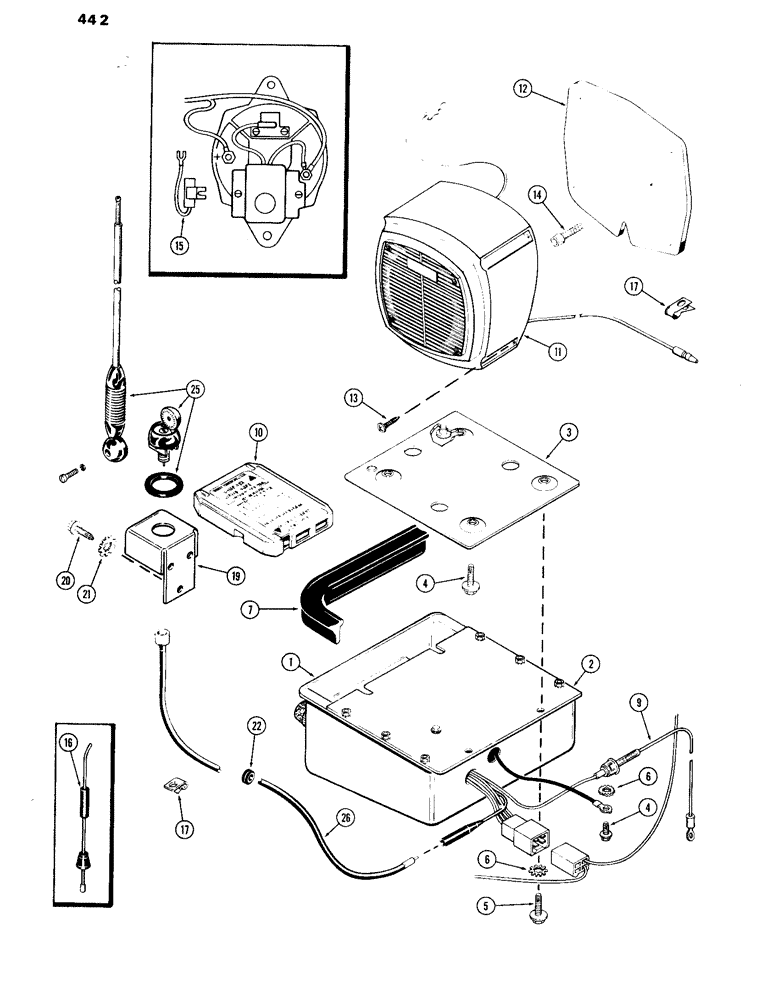 Схема запчастей Case IH 870 - (442) - CAB, RADIO AND TAPE PLAYER KIT (09) - CHASSIS/ATTACHMENTS