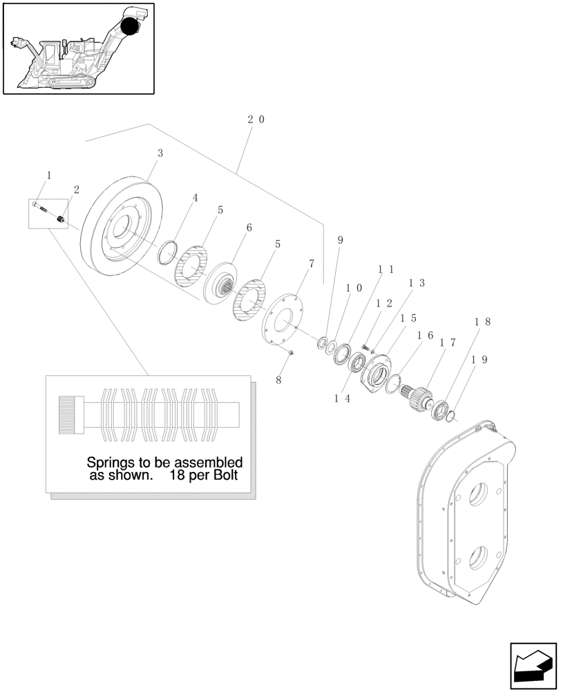 Схема запчастей Case IH A4000 - (A06.02[01]) - CHOPPER FLYWHEEL AND GEARBOX Mainframe & Functioning Components