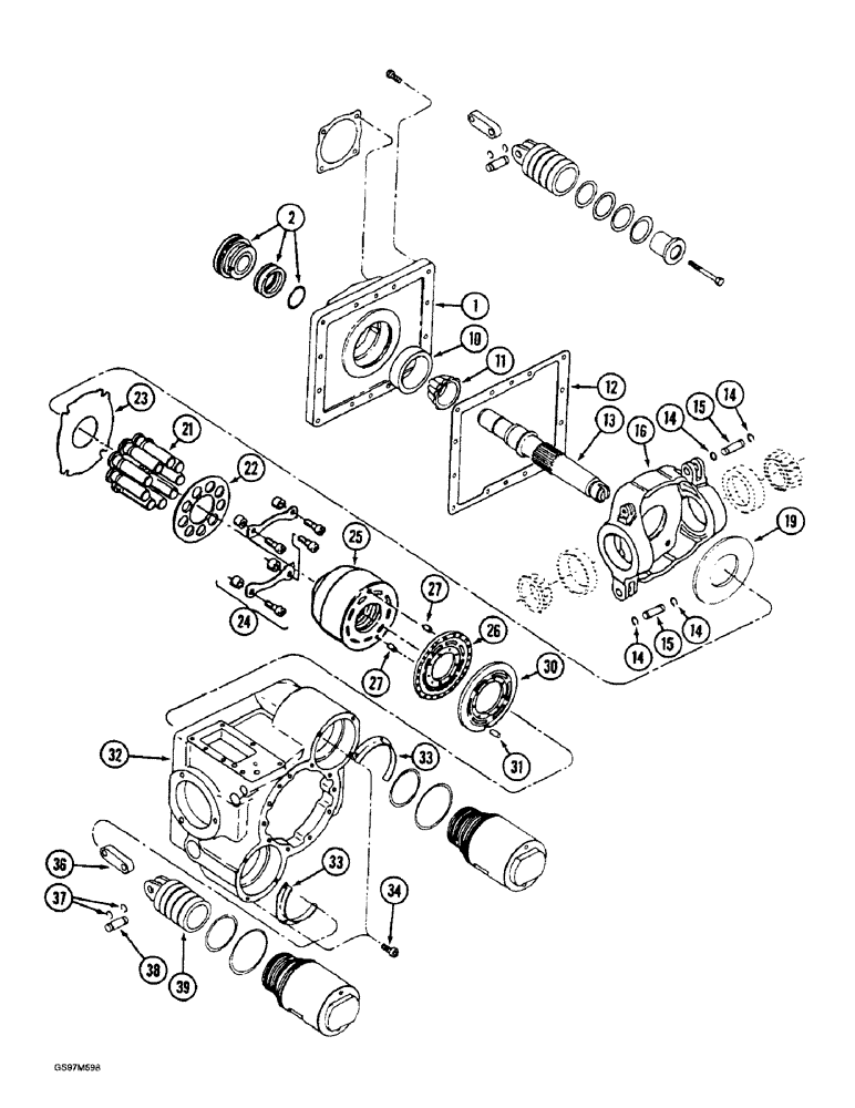 Схема запчастей Case IH 1660 - (6-54) - HYDROSTATIC MOTOR, TWO SPEED, P.I.N. JJC0041567 AND AFTER (03) - POWER TRAIN