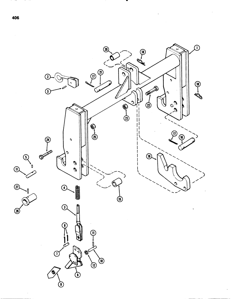 Схема запчастей Case IH 1070 - (0406) - QUICK HITCH COUPLER, CATERGORY II (09) - CHASSIS/ATTACHMENTS