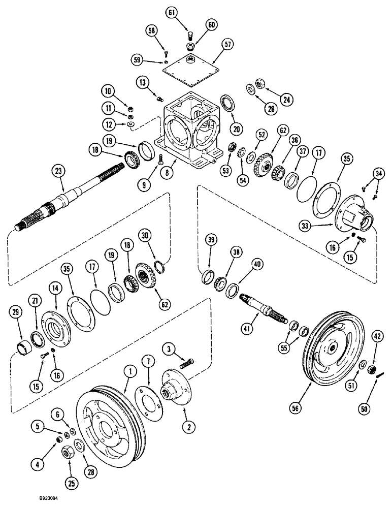 Схема запчастей Case IH 1666 - (9F-12) - STRAW CHOPPER, GEAR HOUSING (19) - STRAW SPREADER & CHOPPER