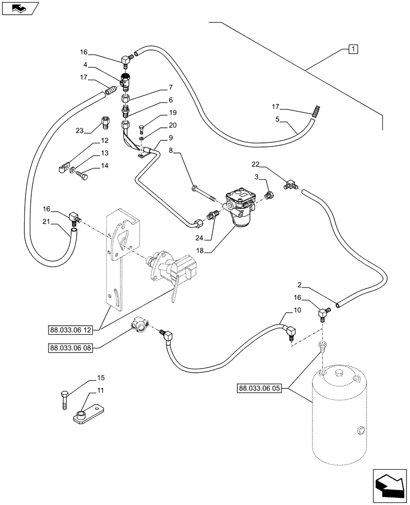Схема запчастей Case IH PUMA 185 - (88.033.06[06]) - DIA KIT - PNEUMATIC TRAILER BRAKE (ITALY) - PIPES (88) - ACCESSORIES
