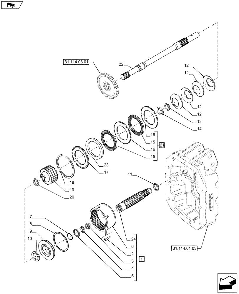 Схема запчастей Case IH PUMA 215 - (31.114.0301) - 540/1000 INTERCHANGEABLE SHAFTS PTO - PTO, CLUTCH (VAR.720809) (31) - IMPLEMENT POWER TAKE OFF