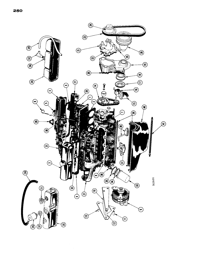 Схема запчастей Case IH 1660 - (250) - CYLINDER HEAD, CYLINDER BLOCK (10) - ENGINE