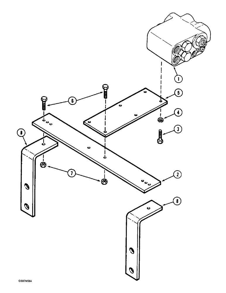 Схема запчастей Case IH 1660 - (5-50) - SELECTOR VALVE MOUNTING, POWER GUIDE AXLE (04) - STEERING