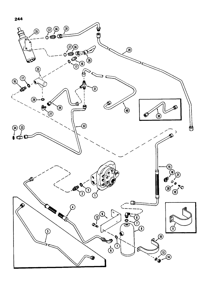 Схема запчастей Case IH 970 - (244) - STEERING AND BRAKE VALVE SYSTEM, HYDRAULIC BRAKES W/POWER SHIFT 1ST USED PRIOR TO TRACTOR SN 8693001 (05) - STEERING