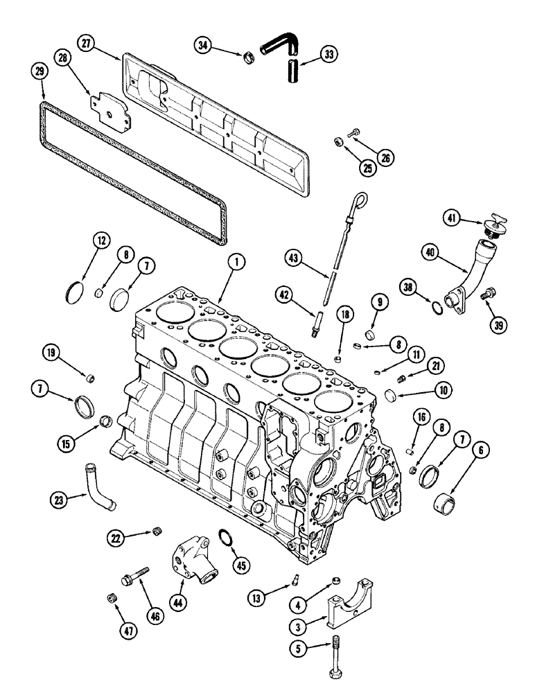 Схема запчастей Case IH 1896 - (2-24) - CYLINDER BLOCK, 6T-590 DIESEL ENGINE (02) - ENGINE