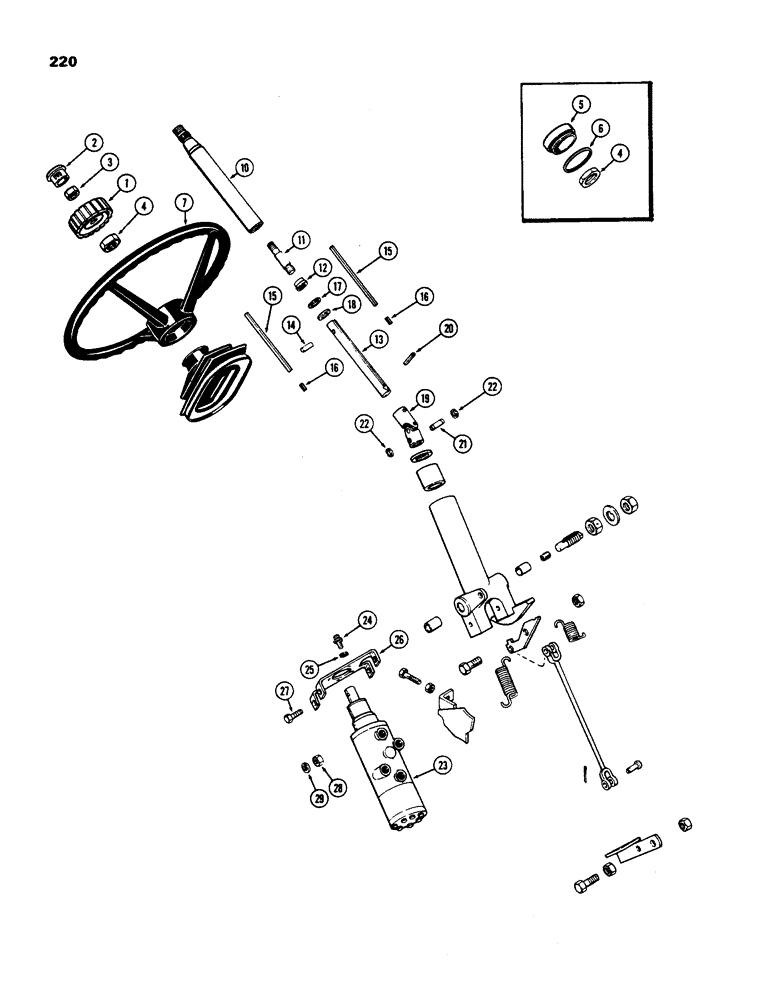 Схема запчастей Case IH 970 - (220) - ADJUSTABLE STEERING COLUMN, FIRST USED TRACTOR SERIAL NUMBER 8693001 (05) - STEERING