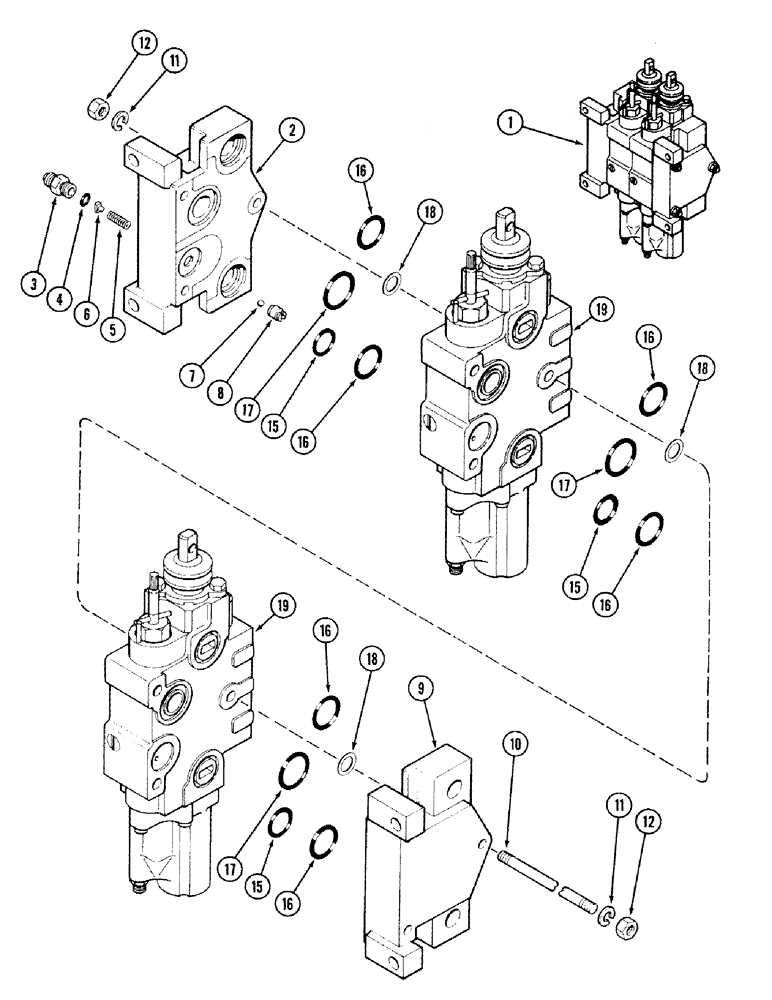 Схема запчастей Case IH 2394 - (8-060) - REMOTE HYDRAULIC VALVE, TWO SECTION W/O LOAD CHECK - A167473, PRIOR TO TRANSMISSION S/N 16283224 (08) - HYDRAULICS