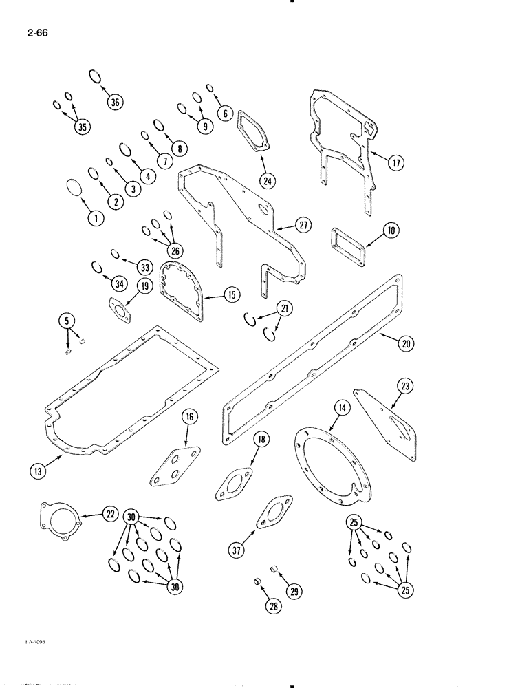 Схема запчастей Case IH 595 - (2-66) - ENGINE SERVICE KIT, CRANKCASE GASKETS (02) - ENGINE