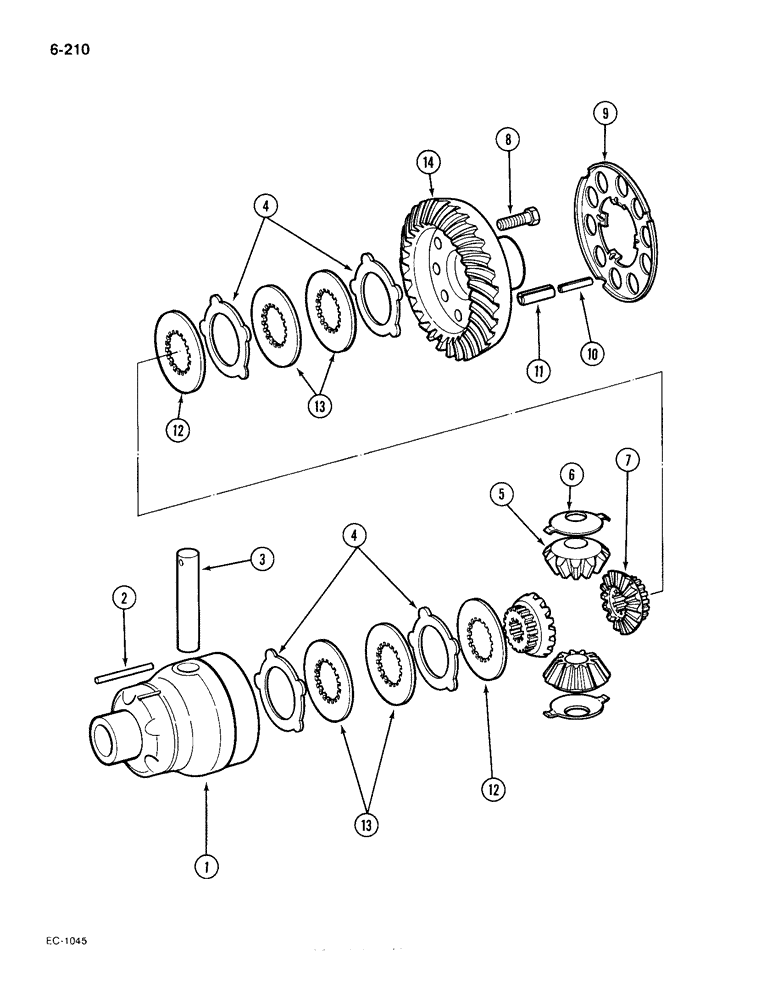 Схема запчастей Case IH 385 - (6-210) - DIFFERENTIAL, 4 WHEEL DRIVE, MFD AXLE TYPE APL-325 TRACTORS P.I.N. 18001 AND AFTER (06) - POWER TRAIN