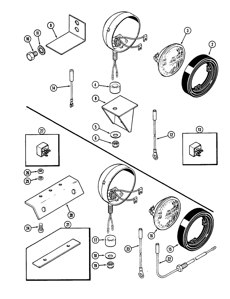 Схема запчастей Case IH 2290 - (4-162) - FLOOD LAMP ATTACHMENTS, UPPER FRONT OR REAR (04) - ELECTRICAL SYSTEMS