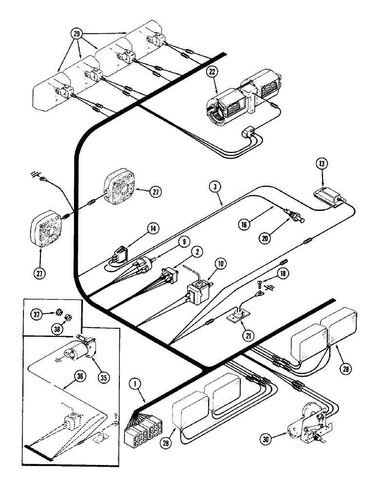 Схема запчастей Case IH 3294 - (4-074) - CAB HEADLINER WIRING (04) - ELECTRICAL SYSTEMS