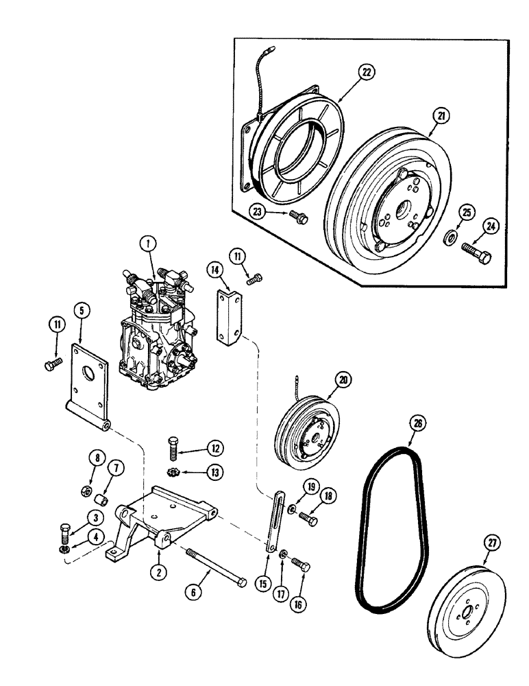 Схема запчастей Case IH 3294 - (9-484) - AIR CONDITIONING, COMPRESSOR MOUNTING AND DRIVE (09) - CHASSIS/ATTACHMENTS