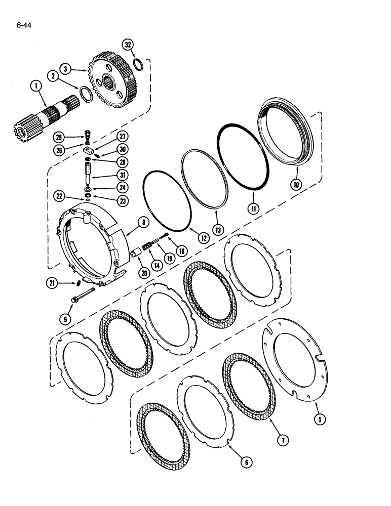 Схема запчастей Case IH 3594 - (6-044) - DIFFERENTIAL, SHAFT AND BRAKE MECHANISM (06) - POWER TRAIN