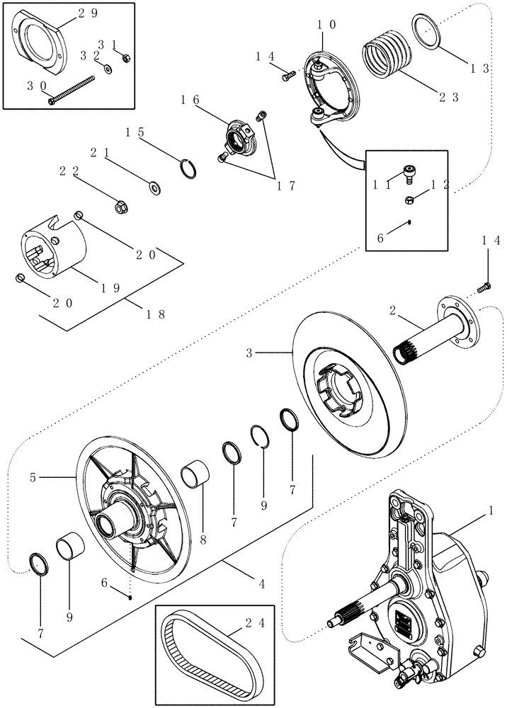 Схема запчастей Case IH 2388 - (09B-04) - ROTOR DRIVE - PULLEY AND CAM (14) - ROTOR, CONCANVES & SIEVE