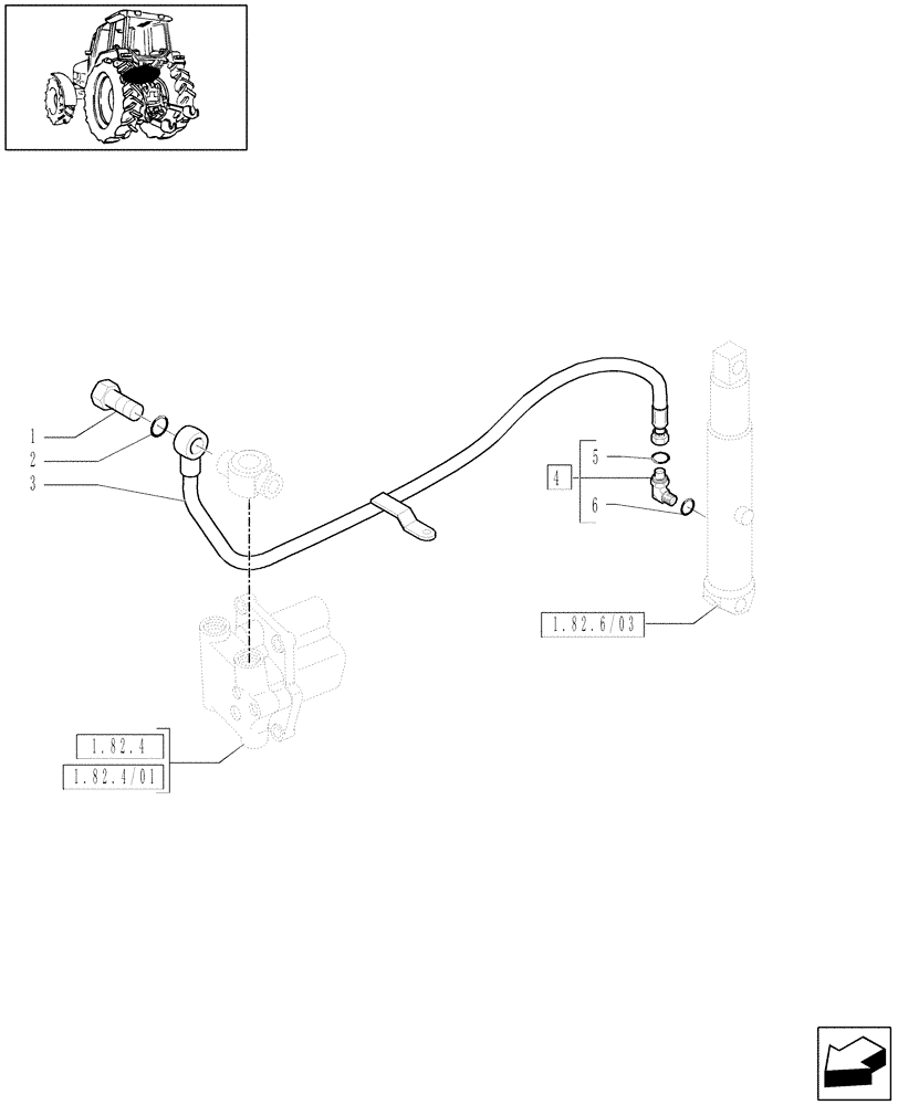 Схема запчастей Case IH MAXXUM 115 - (1.82.1/08[01A]) - SUPPLEMENTARY CYLINDERS (50MM.) - HYDRAULIC LIFT PIPES - D6562 (VAR.330840-331840-332840-333840-330900-331914) (07) - HYDRAULIC SYSTEM