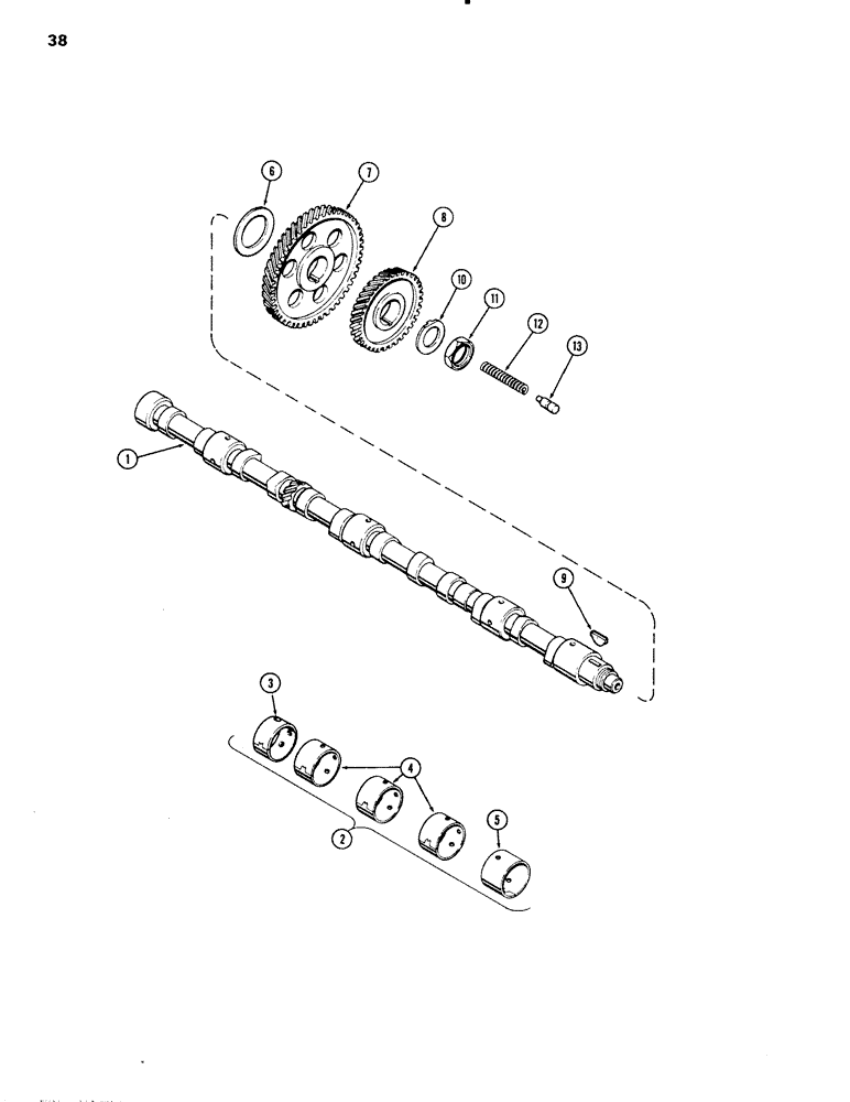 Схема запчастей Case IH 504BDT - (038) - CAMSHAFT, ENGINE LESS FUEL DEVICE, 504BDT TURBOCHARGED ENGINES WITH OIL COOLED PISTONS, C (02) - ENGINE