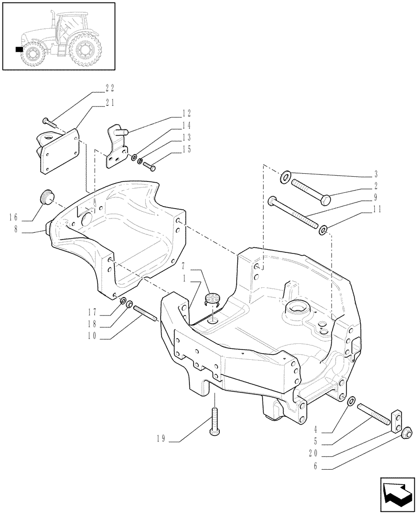 Схема запчастей Case IH PUMA 195 - (1.21.1[02]) - FRONT AXLE SUPPORT (4WD) (03) - TRANSMISSION