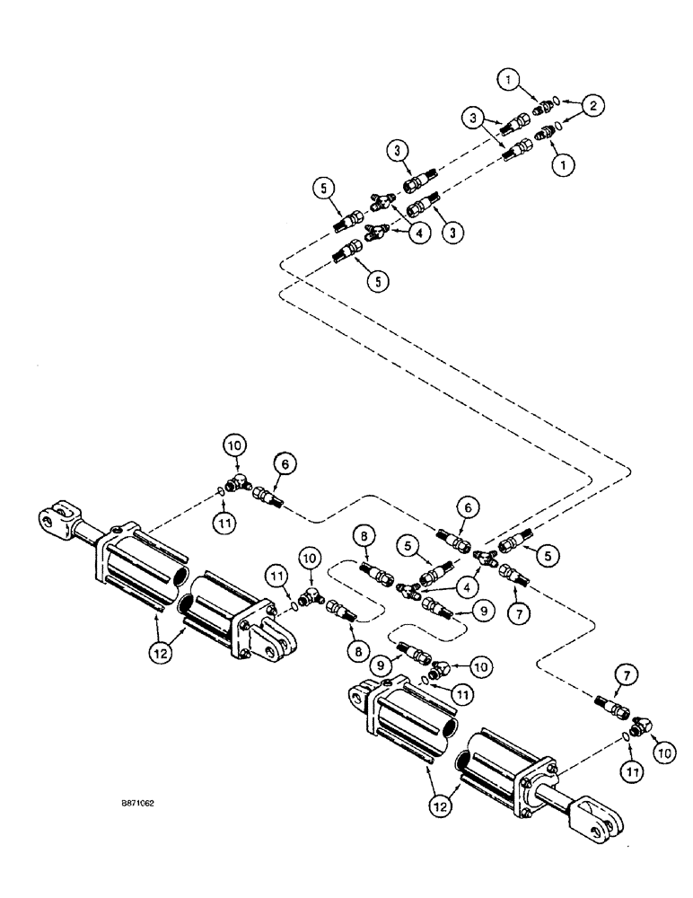 Схема запчастей Case IH 4900 - (8-06) - WING LIFT HYDRAULIC CIRCUIT, 31 FT (9.4 M) THROUGH 41 FT (12.5 M) WIDE VIBRA TILLERS, VERTICAL FOLD (08) - HYDRAULICS