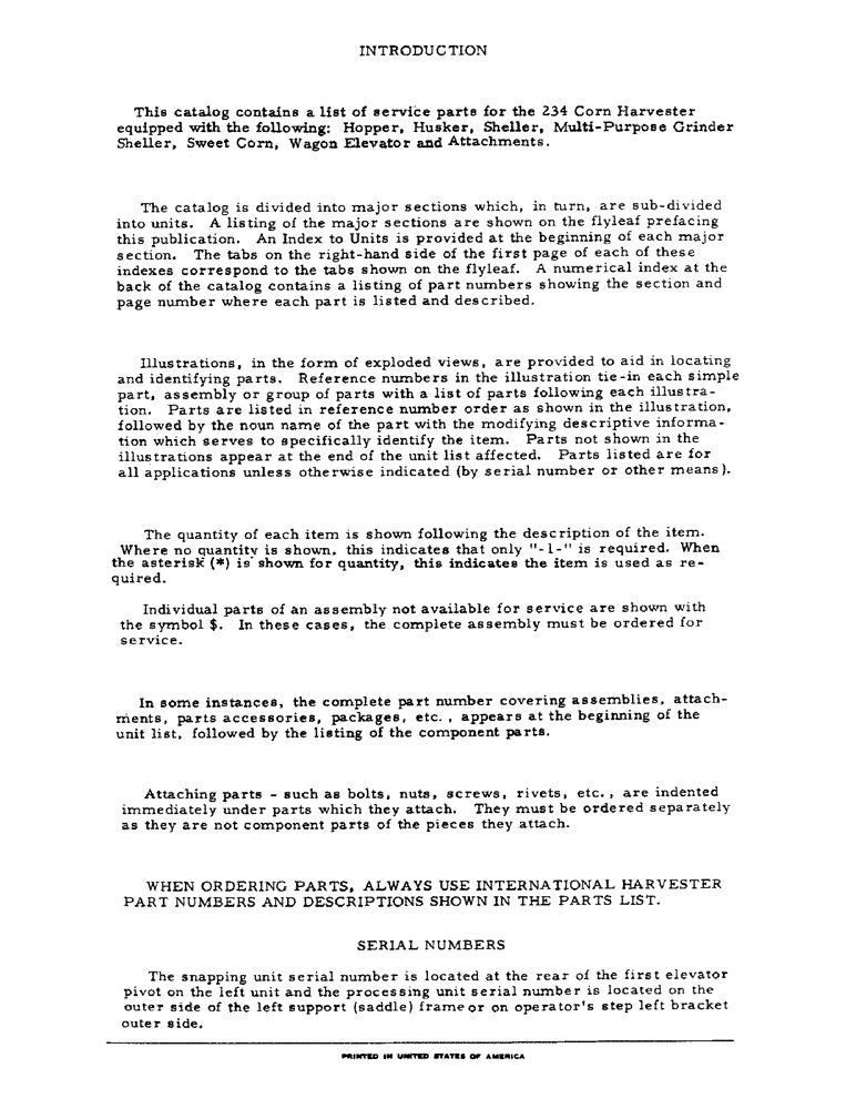 Схема запчастей Case IH 234 - (4) - INTRODUCTION - SERIAL NUMBER LOCATIONS (00) - GENERAL & PICTORIAL INDEX