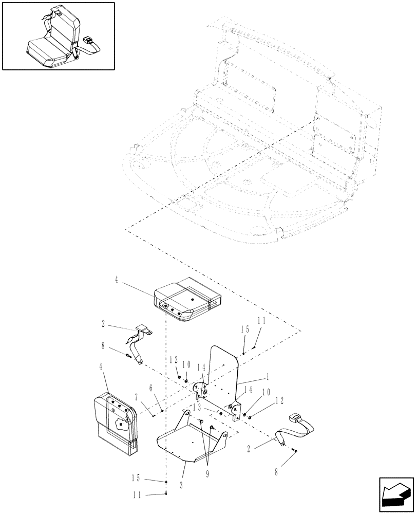 Схема запчастей Case IH WDX1202 - (10.07[03]) - INSTRUCTORS SEAT (10) - OPERATORS PLATFORM/CAB