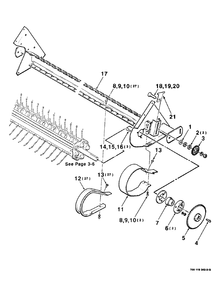 Схема запчастей Case IH 8545 - (3-02) - PICKUP FRAME AND WRAPPER ASSEMBLY - LEFT Pickup