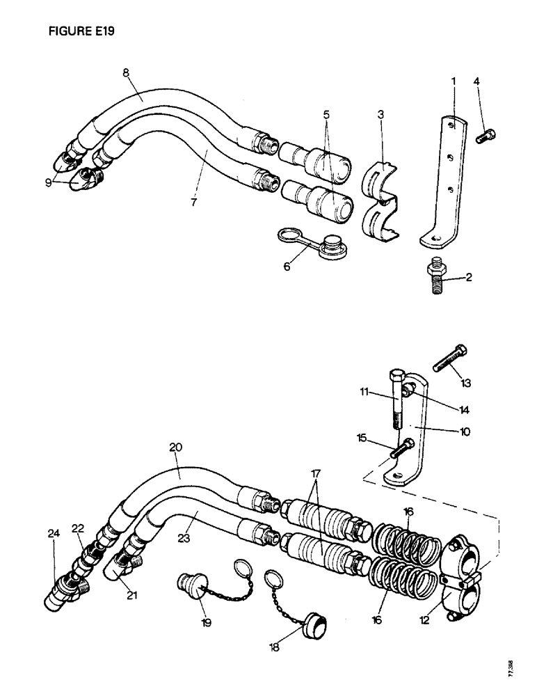 Схема запчастей Case IH 1412 - (E19-1) - SELECTAMATIC HYDRAULIC SYSTEM, PIPES & COUPLINGS, LIVE TAKE OFF VALVES, OPTIONAL EQUIPMENT (07) - HYDRAULIC SYSTEM