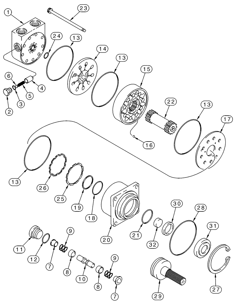 Схема запчастей Case IH 75XT - (06-19) - MOTOR ASSY, BSN JAF0318181 (06) - POWER TRAIN