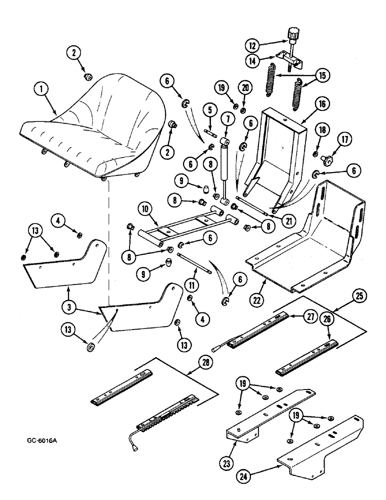 Схема запчастей Case IH 633 - (9-648) - SEAT - GRAMMER, FOR MODELS 433, 533, 633 (09) - CHASSIS/ATTACHMENTS