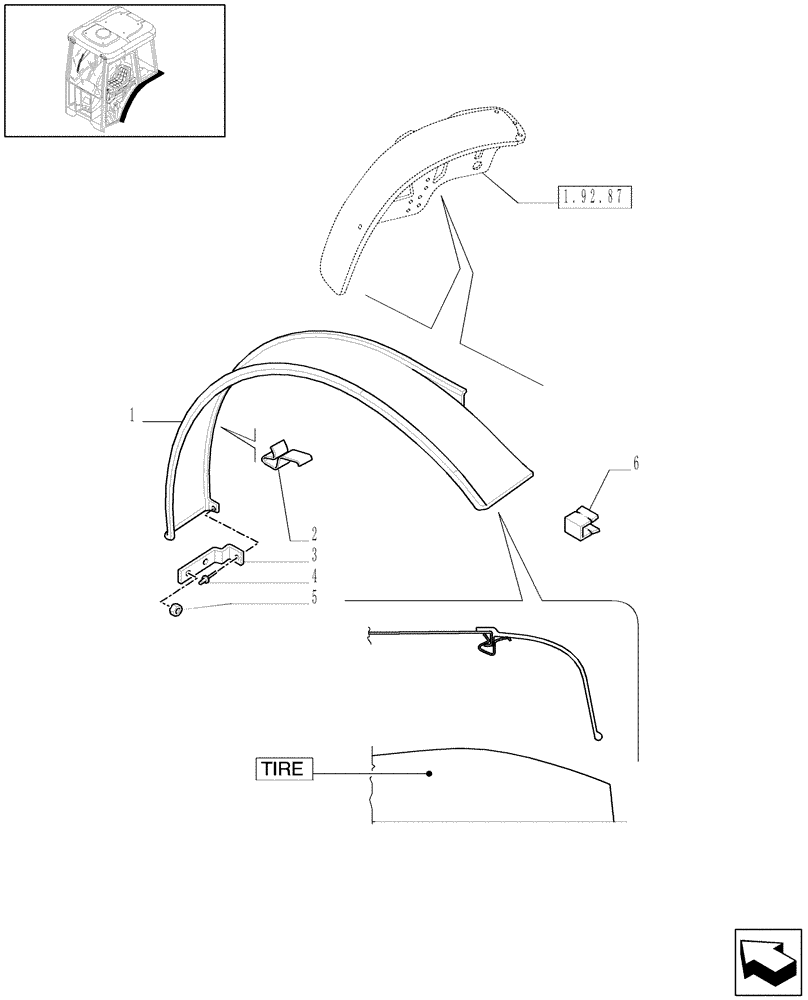 Схема запчастей Case IH JX1070N - (1.92.87/03) - (VAR.137/1) MUDGUARDS SIDE SHIELD - W/CAB (10) - OPERATORS PLATFORM/CAB