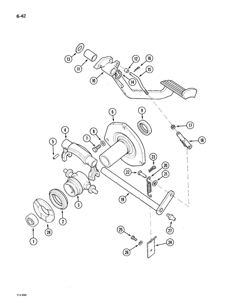 Схема запчастей Case IH 495 - (6-042) - CLUTCH CONTROLS (06) - POWER TRAIN