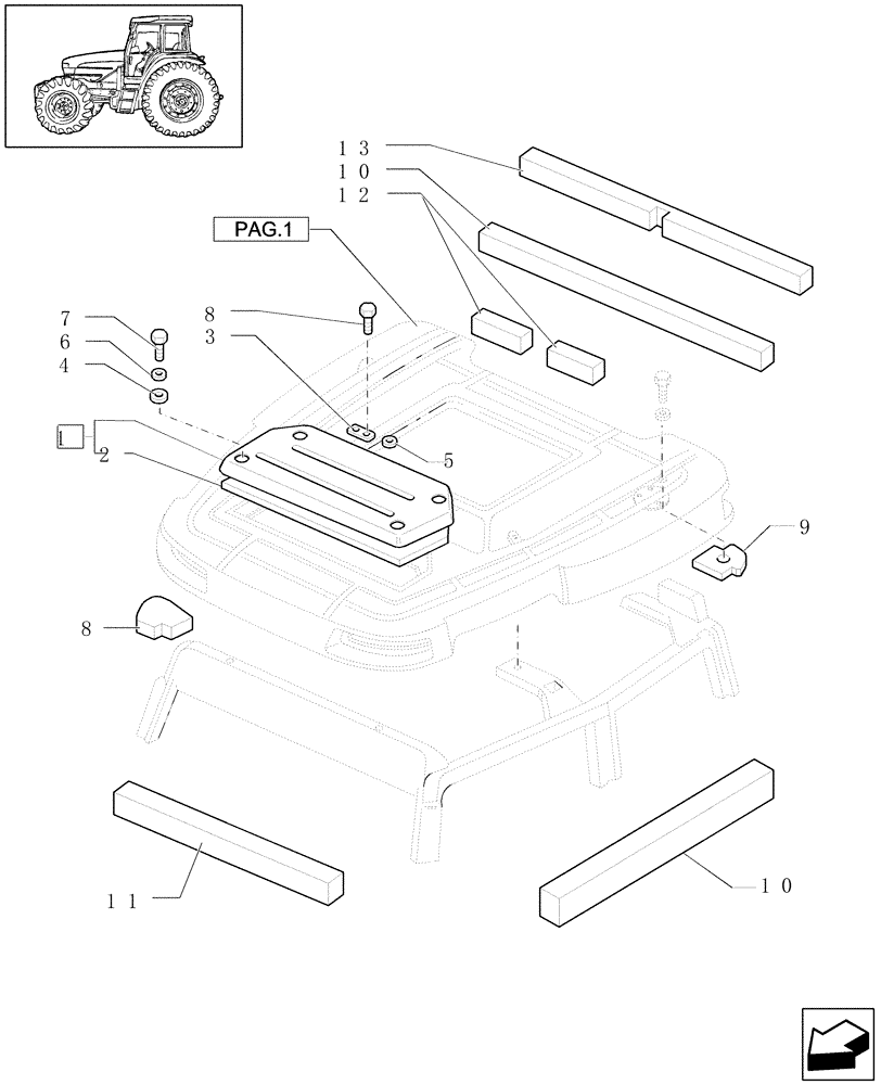 Схема запчастей Case IH JX1090U - (1.94.0[02]) - ROOF LOW PROFILE - ROOF & PARTS (10) - OPERATORS PLATFORM/CAB