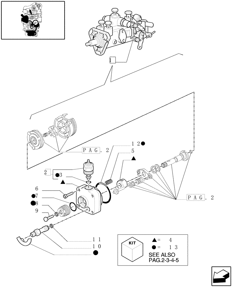 Схема запчастей Case IH 8045.06.406 - (0.14.0/A[01]) - INJECTION PUMP, FUEL SHUT - OFF SOLENOID (99476152) 